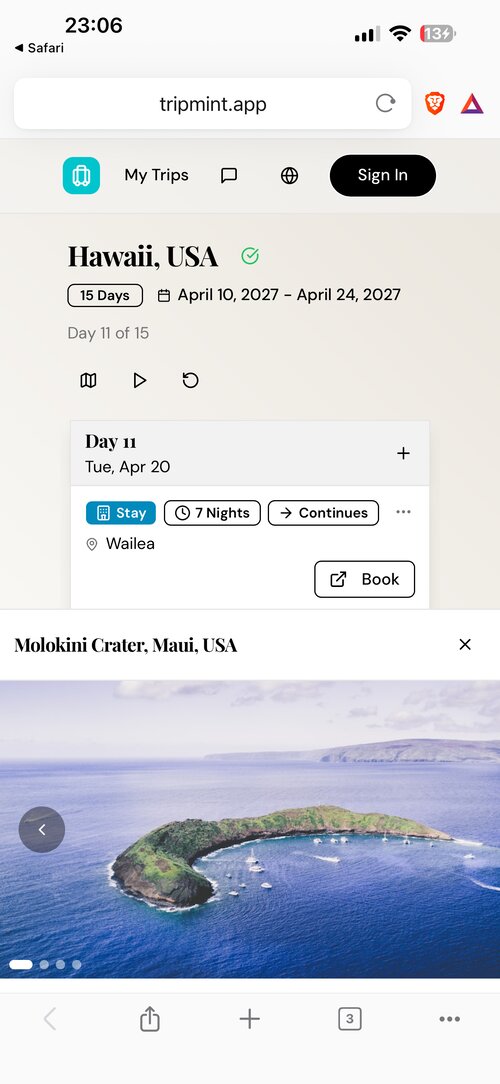 Tripmint Mobile Screenshot